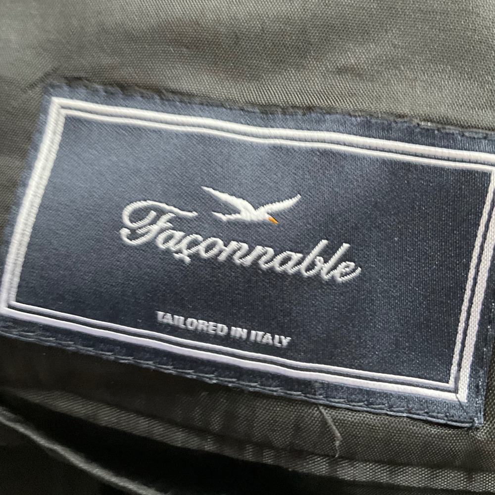 Faconnable Blazer Mens 42 Black Blue Pinstripe 100% Wool Tailored In Italy - Picture 5 of 7